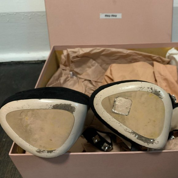 Miu miu - Black Platformed Heels with Swarovski Crystals - Picture 5 of 5